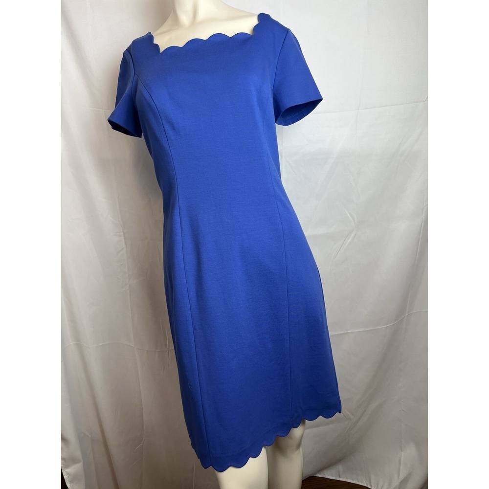 Talbots Women's Square Neck Scalloped Hem Short Sleeve Sheath Dress 6 Petite NWT